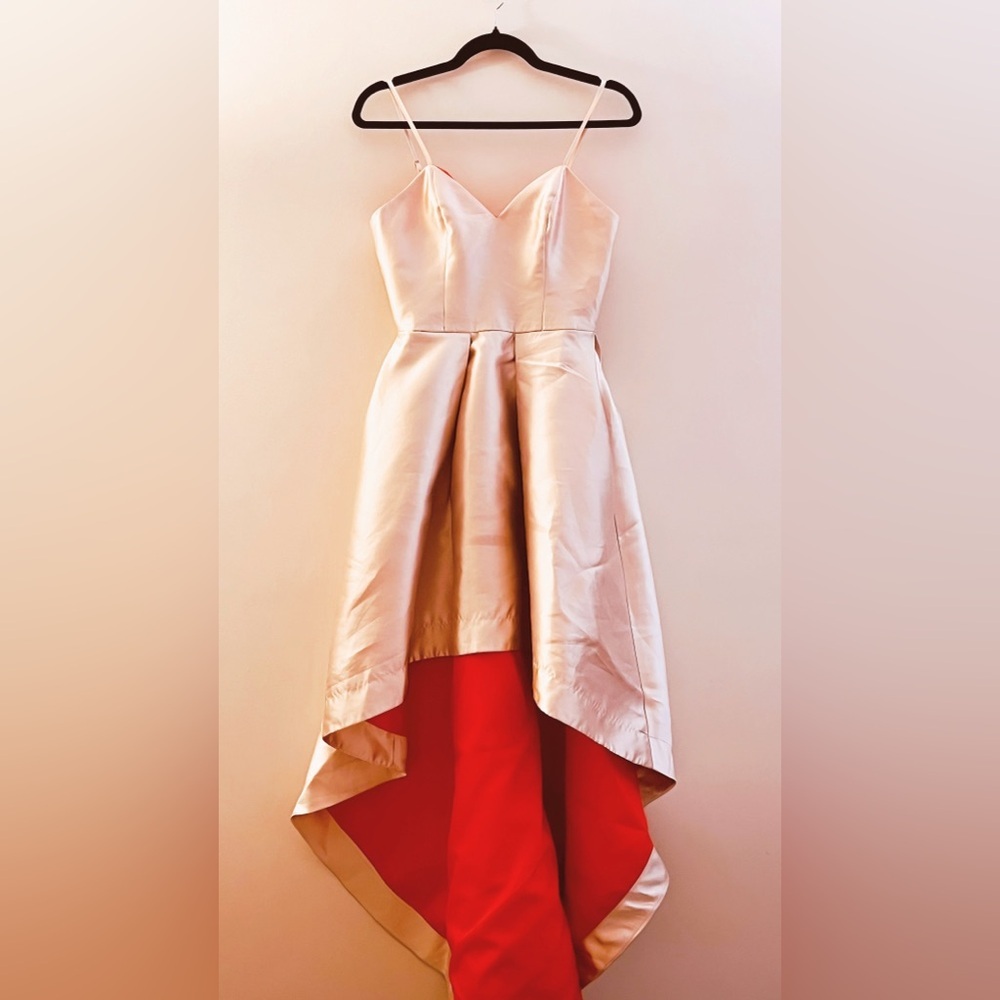 Maniju Pink and Red High-Low Dress | Size S | Perfect for Prom Or Bridesmaid